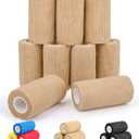 AZEN 9 Pack Self Adhesive Bandage Wrap, 4" X 5 Yards Elastic Cohesive Bandage Wrap, Skin Color Athletic Tape, Ankle Tape, Tattoo Grip Tape Wrap, Vet Wrap