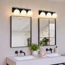 Bathroom Light Fixtures, 3-Light 22 Inch Black and Gold Bathroom Vanity Light, with Milk Glass Globe Shades, Eye-Friendly Vanity Lighting Fixtures Over Mirror, E26 Socket (Bulbs Not Included)