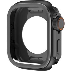 Metal Bumper Case For Apple Watch S10 46mm Protector Frame Cover For iWatch Series 10 9 8 7 6 5 SE Change To Ultra 2 49mm Titanium Watch Cases (Black)