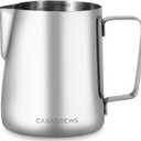CASABREWS CASMP350 Milk Frothing Pitcher, Stainless Steel Steaming Pitcher with Sharp Spout, 350ml (12oz) Milk Frother Cup for Cappuccino or Latte Art, Espresso Machine Accessories for Barista