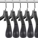 DEDU Suit Hangers for Men 7 Pack, Sweater Hangers No Shoulder Bump Non Slip Width 17.7", Plastic Clothes Hangers Black with Metal Hook