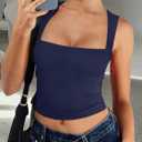 REORIA Butsmooth Women's Square Neck Going Out Crop Tops Double Lined Cute Basic Tank Tops 2026 Clothes (XS)