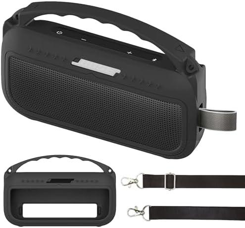JCHPINE Silicone Cover Case for Bose SoundLink Flex Portable Bluetooth Speaker 2nd Gen, Protective Holder Accessories (Silicone case, Black)