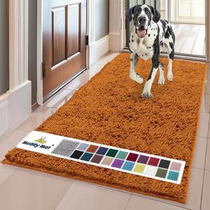 Muddy Mat | Super Absorbent Door Mat Indoor, Microfiber Quick Dry Chenille Entryway Rug, Non-Slip Front Door Mat, Indoor Mats for Entryway, Machine Washable Pet Rug, Orange Runner 24"X60"