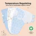 3-Pack Organic Baby Swaddle Sleep Sacks - Swaddles for Newborns, Infant 0-3 Months, Baby Girls, Boys, Soft & Snug Newborn Sleep Sack, Nursery Swaddling Blankets (ABC Land Cloud)