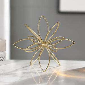 8" Gold Decorative Sphere, Metal Floral Tabletop Sculpture, Abstract Tabletop Decorative Ball for Home Metal Sphere Decor
