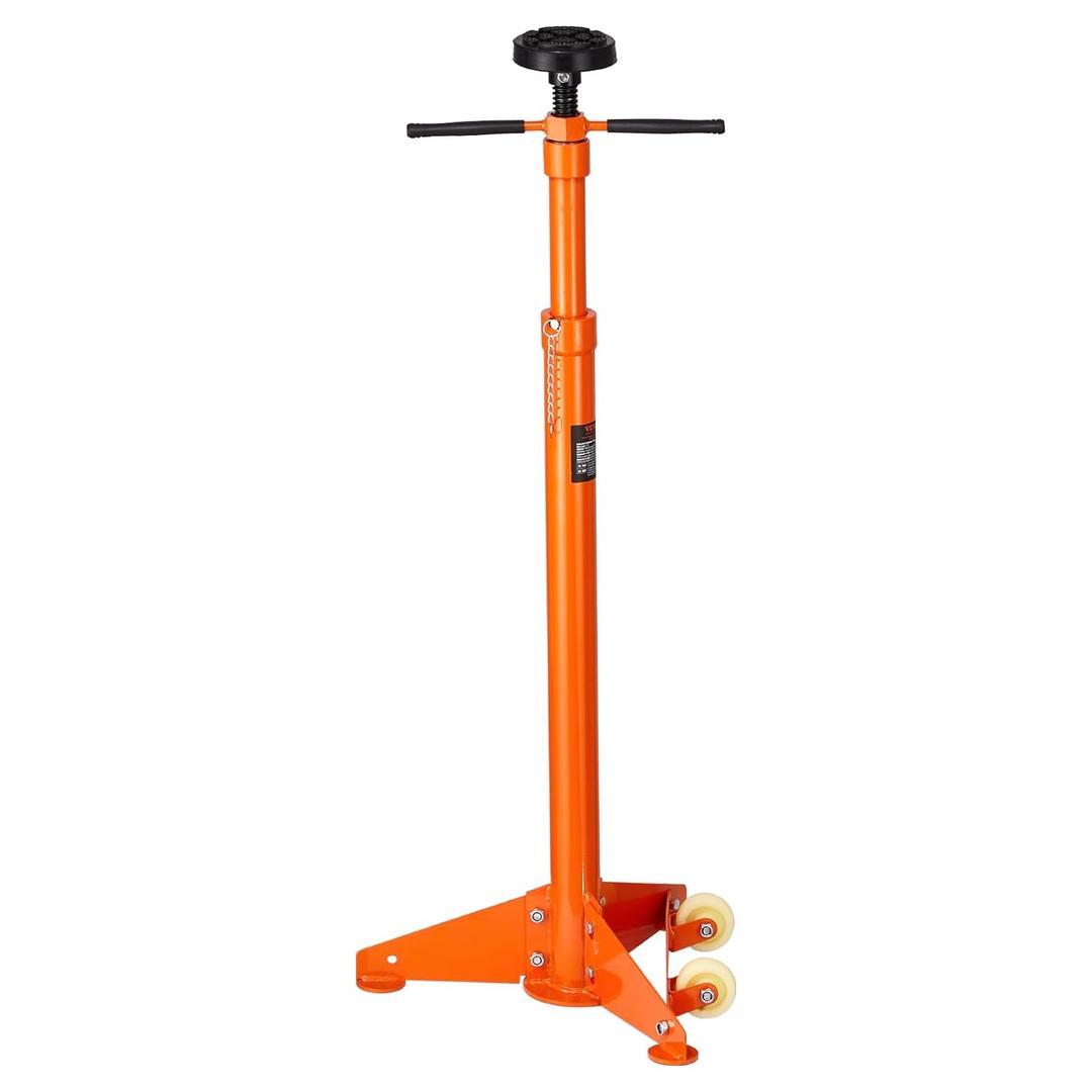 VEVOR Underhoist Support Stand, 3/4 Ton Capacity Under Hoist Jack Stand, Lifting from 38.4 to 75.4 in, Bearing Mounted Spin Handle, Self-Locking Threaded Screw, Two Wheels, Support Vehicle Components