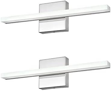 kinyota Modern LED Vanity Lights for Bathroom 2 Pack 16IN 9W Daylight White Chrome Bathroom Light Fixtures Lights Over Mirror Vanity Lighting Fixtures Vanity Light