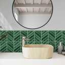 10-Sheet Chevron Peel and Stick Backsplash Tiles 11.4"9", Stick on Backsplash Self Adhesive Wall Tile for Kitchen Bathroom Office, Deep Green