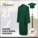 CLERKMANS Unisex Matte Graduation Cap Gown Tassel Package, High School and University (Green), 60 (6'3"-6'5")