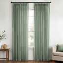 Memory Trained Pinch Pleated Curtains 80 Inches Long, Viral Linen Pinch Pleat Sheer Curtains with Ring Hooks&Clips for Track System Living Room, Sage Green Light Filtering Privacy Curtain 2 Panel Set