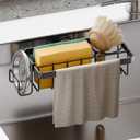 TAILI 4-in-1 Rustproof Sink Caddy & Sponge Holder with Removable Strong Suction Cup for Kitchen Sink - Black