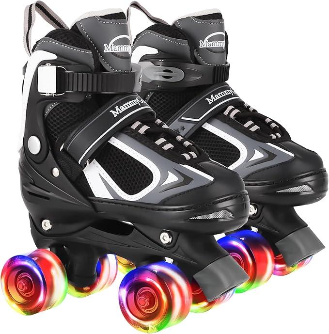 Nattork Kids Roller Skates for Boys Girls,4 Sizes Adjustable Roller Skates with Light up Wheels,Fun Rollerskates for Toddler Kids Beginners Indoor Outdoor Small