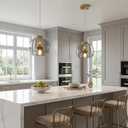 Light Grey Glass Pendant Lights Kitchen Island, 7.87", 2 Pack, 7.87 in - 2-Pack