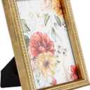 Concepts 5x7 Set Of 4 Gold Ornate Beaded Resin Picture Frames With HD Clear Glass, Extra Durable Photo Frames - Display Wallhung/Tabletop Vertically Or Horizontaly