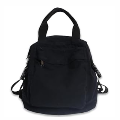 PRLINJSK Mini Canvas Backpack for Women Girls Cute Small Backpack Purse Aesthetic Backpack, Black