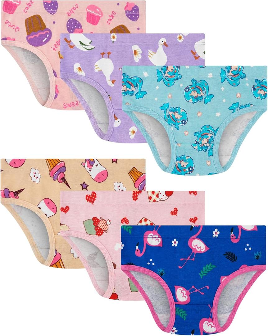 100% Cotton Girls Underwear Tagless Comfort Toddler Panties (Pack of 6) (Multicolor-cake/Icecream-a24)