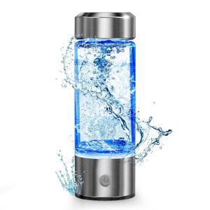 ikming Hydrogen Water Bottle, Portable Hydrogen Water Ionizer Machine, Hydrogen Water Generator, Rechargeable Hydrogen Rich Water Glass Health Cup for Home Travel (Silvery)
