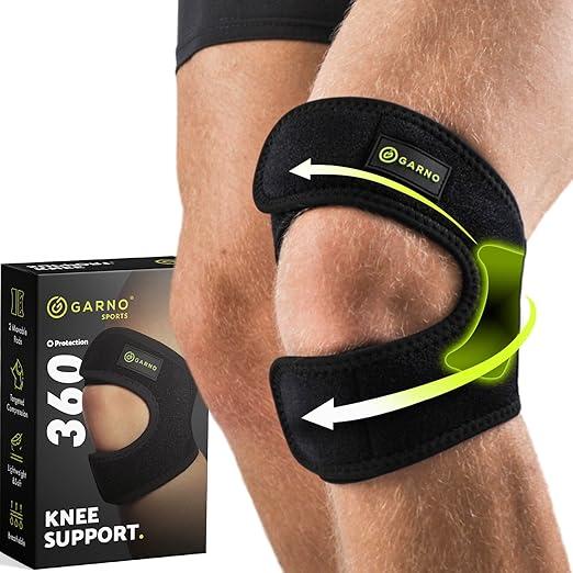 GARNO Knee Brace Plus Size, Dual Patella Tendon Support Strap, Adjustable Neoprene Stabilizer for Meniscus Tear, Arthritis, Tendonitis, MCL, ACL, Pain Relief, Recovery, Running, Men & Women; XL
