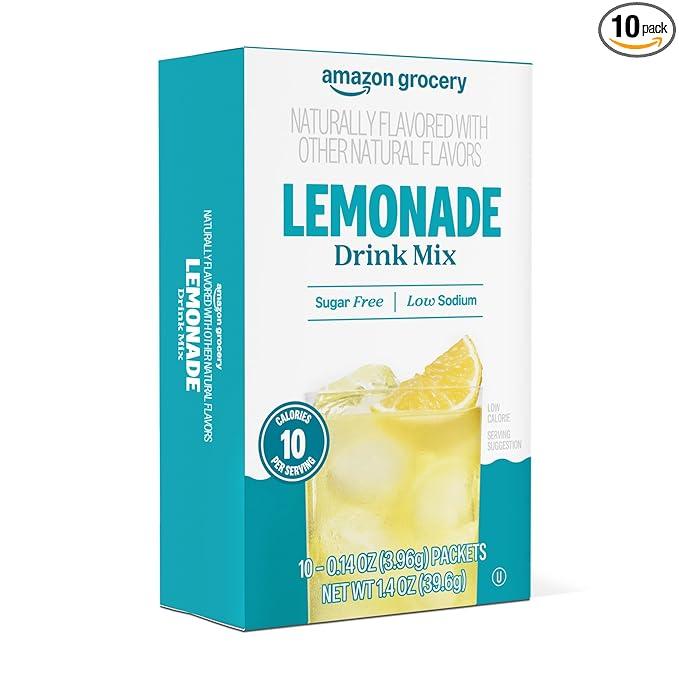 Lemonade Powder - Sugar-Free Hydration & Energy Drink Mix - Low Calorie Water Flavoring Packets - Original Flavor - 10 Single Serve Sticks (Best By: 10/01/2027)