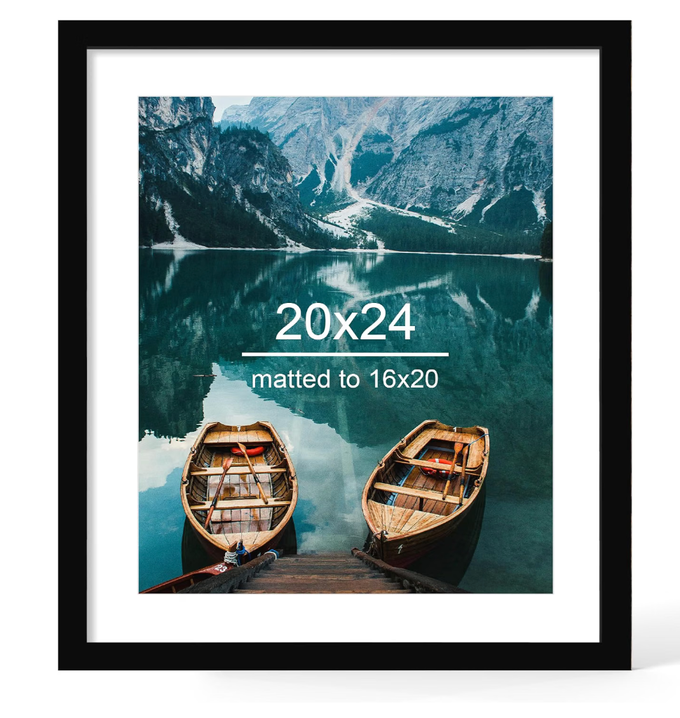 Hongkee 20x24 Picture Frame, Black Wood Style, Wall Mounting