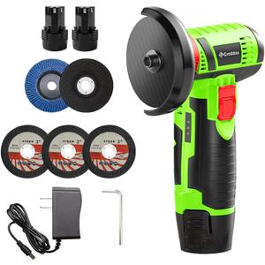 Cordless Angle Grinder, 3 Inch Mini Angle Grinder Tool With 2pcs 16.8V 2000mAh Batteries and 5 Grinding Wheel,19500rpm Metal Grinders for Cutting, Grinding and Polishing Emerald Green