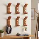Unittype Vintage Wall Hooks Brown Leather Wall Hooks Vintage for Hanging Coat Robes Towels Bags Hats Scarves Keys, Heavy Duty Entryway Bedroom Closet Organizer Hardware(Style C) (Pack of 2, Count of 12)
