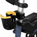 Flat Frame Walker Euro Rollator Cup Holder - Adjustable Clip-On Drink Holder for Wide Flat Frame Bars & Euro-Style Walkers, Holds Water Bottles, Coffee Cups and Travel Mugs