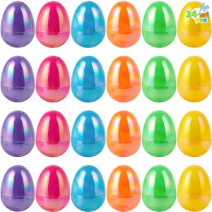 JOYIN 24 Pcs 2.3" Easter Eggs Iridescent Color for Filling Specific Treats, Easter Theme Party Favor, Eggs Hunt Game, Basket Stuffers Filler, Classroom Prize Supplie