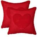 RumonZS Valentine's Day Love Heart Red Throw Pillow Covers 18x18 Inch Set of 2 Red Love Heart Soft Plush Faux Fur Jacquard Cushion Case for Sofa Couch Wedding Anniversary Home Decor Gift