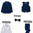 YuanLu Boys Suit for Kids Tuxedo Wedding Ring Bearer Outfit, 5 Piece Boy Slim Fit Formal Suits with Adjustable Waist (Blue)