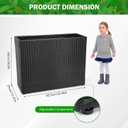 HPC Decor Planters, Plastic Planter for Outdoor Plants Handmade Wicker Large Rectangular Block Planter Box with Removable Liners, Modern Planter for Indoor Outdoor Patio Porch Deck., H 24.8" X L 32.48" X B 11.41"