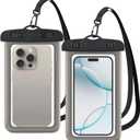 Under Water Phone Case for Filming,IP68,Fit Up to 6.8" Waterproof Under Water Phone Case with Compatible with iPhone 13 14 15 Pro Max,2PCS Black