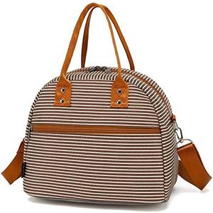 FlowFly Insulated Lunch Bag With Shoulder Strap for Women, Men, and Kids, Large and Reusable, Handle, Freezable Work and School Travel Tote and Meal Prep Organizer,Coffee