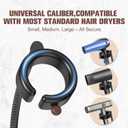 SEANCHEER Hands Free Hair Dryer Holder Wall Mount, 360 Rotating Adjustable Height Suction Cup Blow Dryer Holder, No Drill Installation, Damage-Free Wall, with Cord Storage for Most Hair Dryers