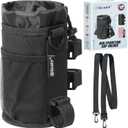 GEARV Bike Cup Holder with Shoulder Strap, Water Bottle Holder for Hiking, Scooter, UTV/ATV, Golf Cart, Universal Drink Holder Accessories (Black)