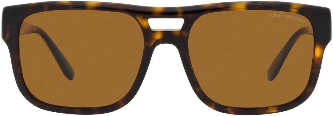 Emporio Armani Men's Ea4197f Low Bridge Fit Rectangular Sunglasses (Havana/Brown Polarized)