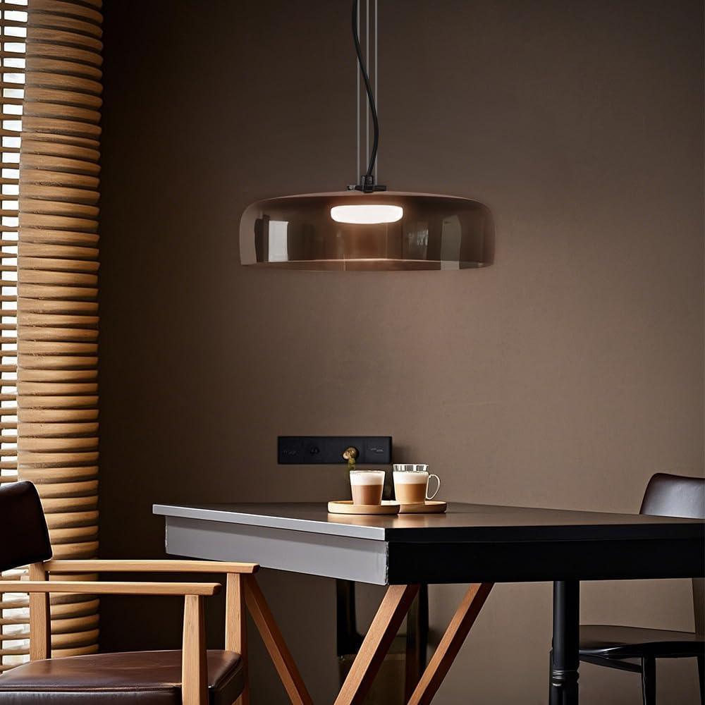 Mid Century Modern Chandelier: Glass Pendant Light for Kitchen Island - Retro Light Fixture for Dining Room (Grey)