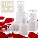 150 Pack Mini White Double Heart Bubble Bottle (pre-Filled) - Party Favor for Wedding, Anniversary, Engagement, Bridal, Celebration, Valentines Day, Family Reunion, and Gift for Couple Boy Girl