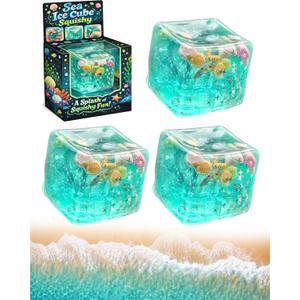 Ice Cube Squishy, Ice Cubes Stress Balls, Soft Slow Rise Squishy Stress Relief Sensory Toy, ICES Cubes Marine Shells Squishies Toy, Stretchy Fidgets Toys, Squeeze Ball Hand Toys