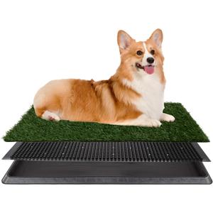 Artificial Grass Puppy Pee Pad for Dogs and Small Pets - 20x25 Reusable 3-Layer Training Potty Pad with Tray - Dog Housebreaking Supplies by PETMAKER (Medium)