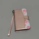 ULAK Compatible with iPhone 13 Wallet Case, Women PU Leather Shockproof Protective Folio Flip Cover with Card Holder Kickstand 6.1 inch, Pink Flower (Rose Gold)