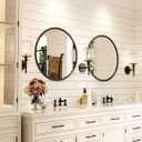 Growsun 24'' Black Round Mirror, Circle Wall Mirror for Bathroom Vanity, Entryway Living Room with Metal Frame for Home Decor, 2 Pack