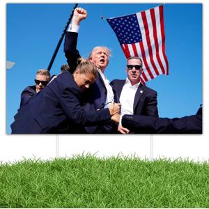 Trump Yard Sign 2024 - Trump Fight Sign with Stake, Fade Resistant Outdoor Yard Lawn Signage 24"x16"
