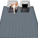 40"x30"(100cmx75cm) Extra Large Silicone Cat Litter Mat, XXL Litter Trapping Mat for Under Litter Box, Non-Slip Waterproof Kitty Litter Catcher, Easy to Clean Mat for Cats, Gray Blue