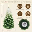 BRONYPRO 2 Pcs Christmas Tree Flickering Flameless Candles, Real Wax LED Candles Battery Operated, Christmas Home Wedding Decor, Set of 2, White-to-Green (7.3" X 3.5")