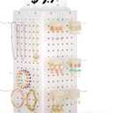 Urban Deco 360 Rotating Pegboard Display Stand with Signage, 4-Sided Spinning Peg Board Stand with 24 Hooks for Jewelry, Earring & Keychain Holder Displays for Craft Shows & Vendor Events (White)