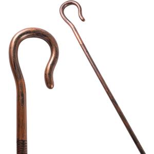 Spooktacular Creations Halloween Shepherd Staff, Shepherd's Crooked Walking Cane Accessory for Costume Dress Up Party (BROWN)