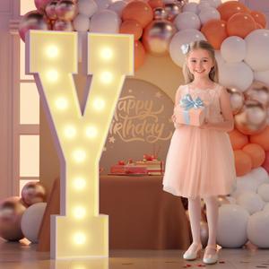 Marquee Light Up Letters Large: 4FT Sign Y for Party Decoration Big Stand-up Letter Alphabet for Birthday Marry Me Proposal Bachelor Wedding Engagement Baby Shower Anniversary Graduation Decor