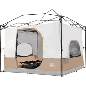 KAMPKEEPER Camping Inner Tent for Pop Up Canopy, Converts 10'x10' Straight Leg Canopy into Camping TentFully Vented Roof(Top & Frame NOT Included) (Khaki, Classic)